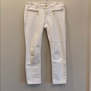 Michael Kors White Capri Jeans with Gold Accents